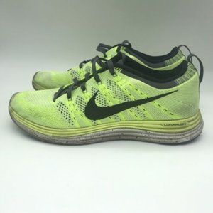 Nike Lunarlon Flyknit One‎ Womens Size 8.5 Running Shoes Green Yellow Sneakers
